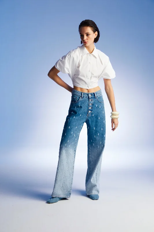 Gradient Wide Leg Jean Pants