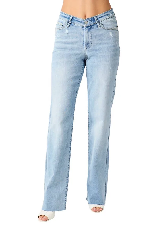 Hi-Rise V Front Straight Jean In Blue