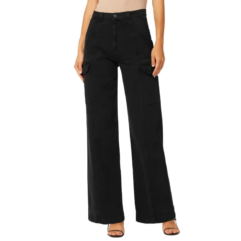 High-Rise Wide Leg Cargo In Black