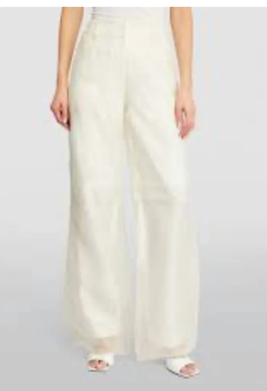 Iconica Duo Layered Silk Organza And Wool Pant In White