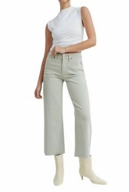 Slim Wide Leg Pants In Olive