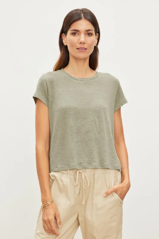 CASEY LINEN KNIT CREW NECK TEE