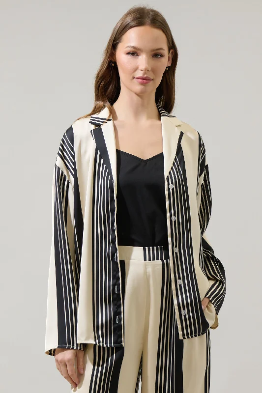 Eileen Striped Paulina Satin Oversized Shirt