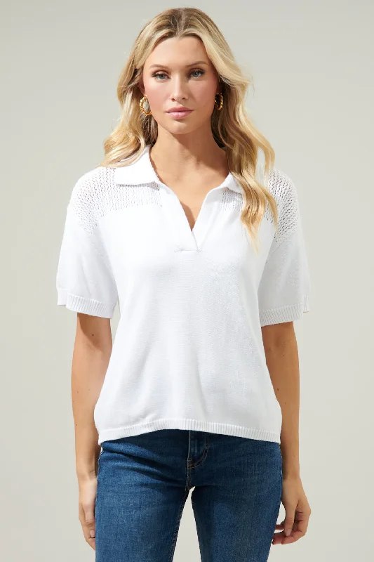 Harrison Short Sleeve Polo Sweater Top