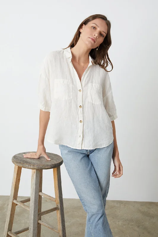 MARIA LINEN BUTTON-UP SHIRT