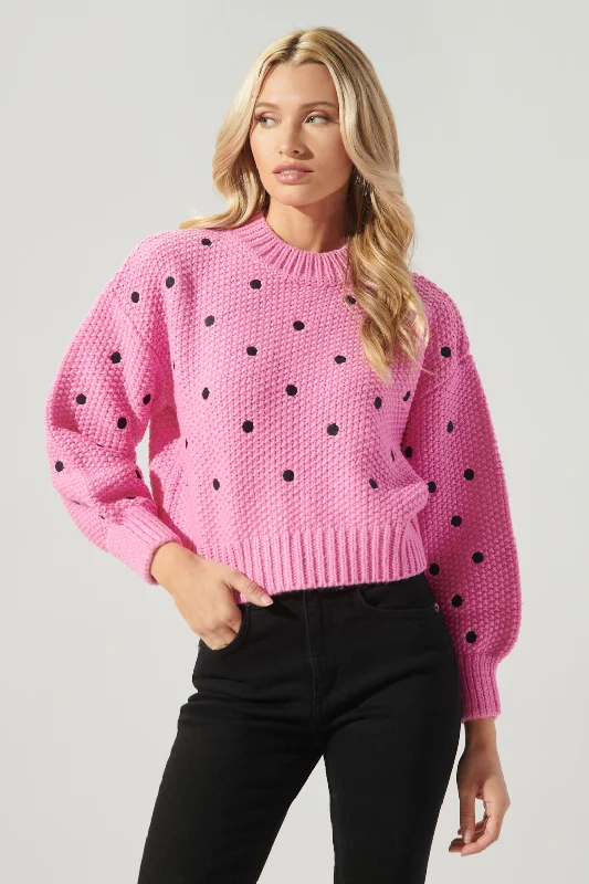 Minnie Embroidered Dot Sweater