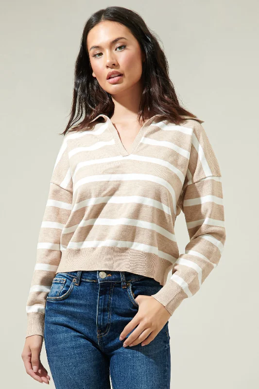 Possie Dill Striped Collar Sweater