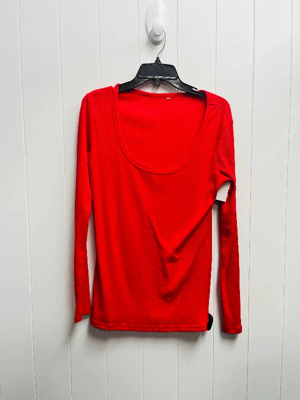 Top Long Sleeve Basic By Amazon Essentials In Red, Size: Xl