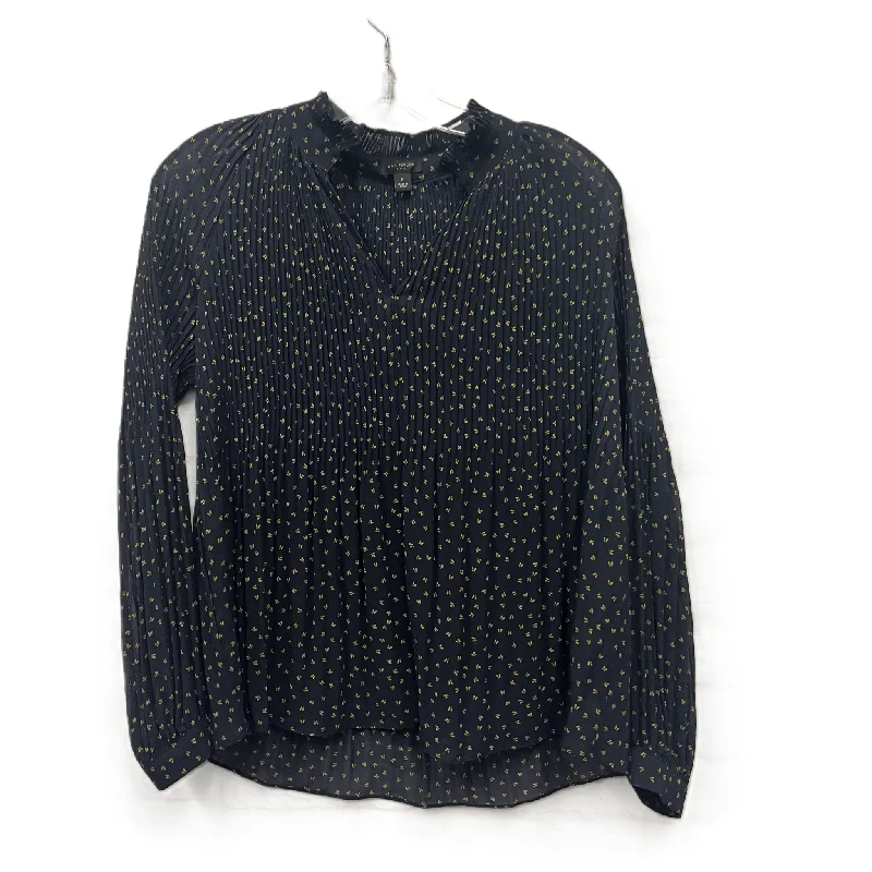 Top Long Sleeve By Ann Taylor In Navy, Size: S