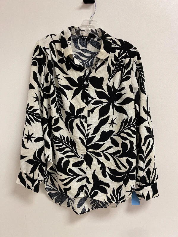 Top Long Sleeve By Clothes Mentor In Black & White, Size: L