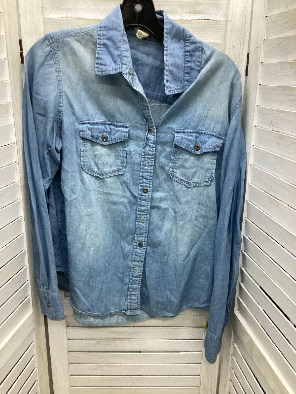 Top Long Sleeve By Clothes Mentor In Blue Denim, Size: L