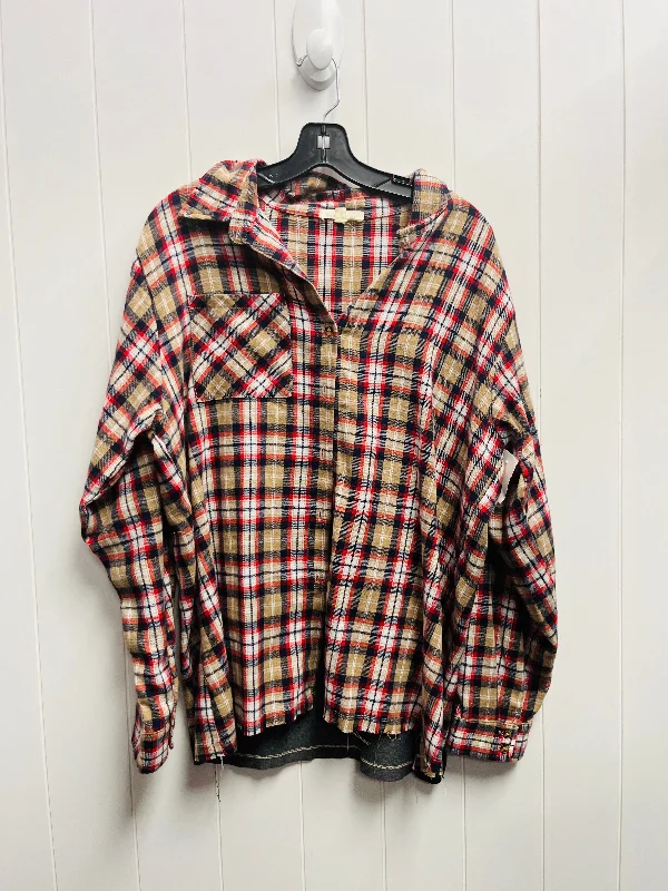 Top Long Sleeve By Clothes Mentor In Red & Tan, Size: Xl