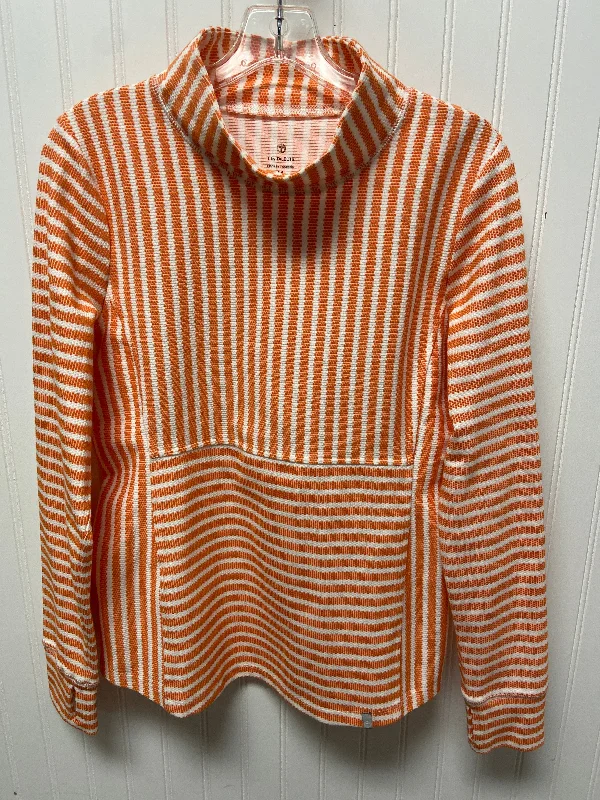 Tunic Long Sleeve By Talbots In Orange & White, Size: M