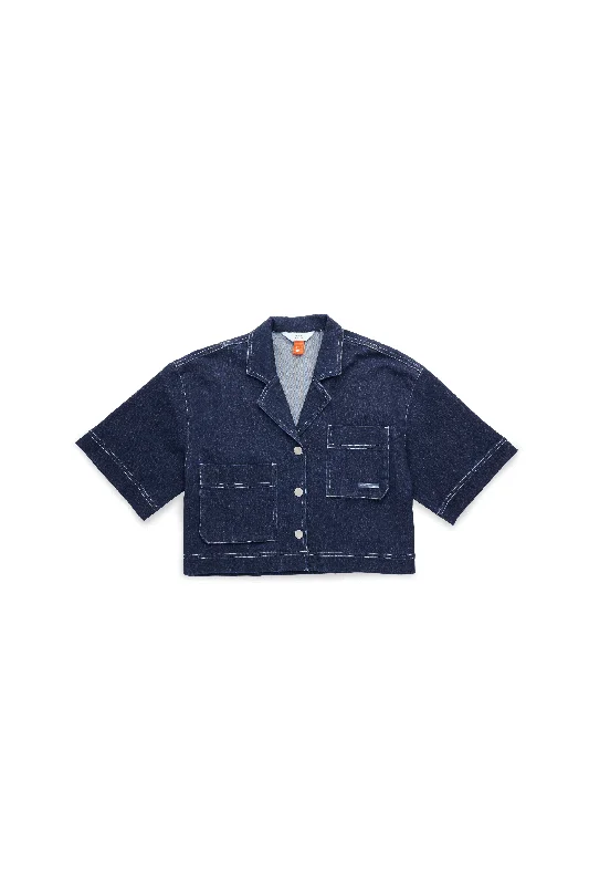 Womens Camp Collar Denim Shirt