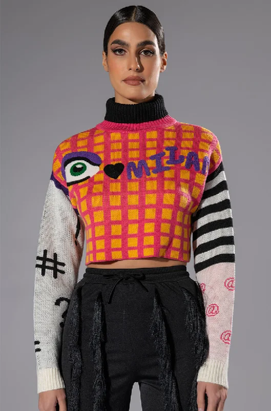 CIAO BELLA GRAPHIC TURTLENECK SWEATER