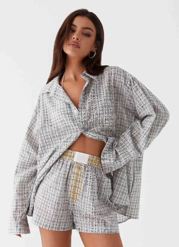 Harley Oversized Shirt - Grey Check